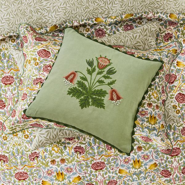 Rose Cushion - Boughs Green Rose